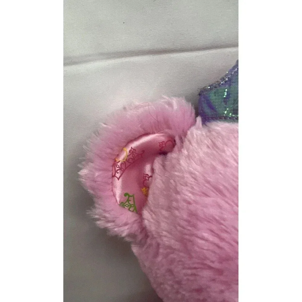 Build a Bear Disney Princess Sparkle Pink Bear w/Crown Plush Toy Stuffed Animal